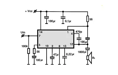 TBA820 II electronic component with associated schematic circuit diagram